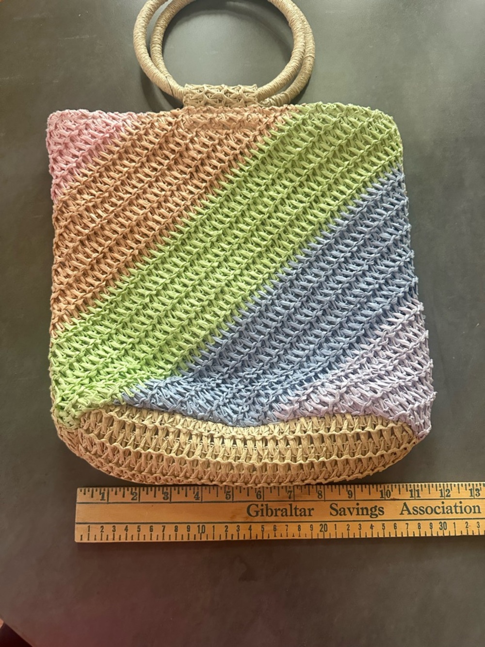 art class Multicolor Woven Straw Tote with Round Handles - Picture 5 of 5